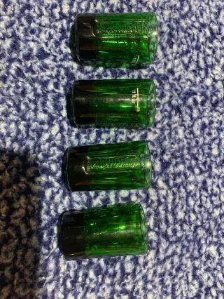 Jagermeister Set Of 4 Jager Green Glass Shot Glasses W/ Embossed Logo - Bar