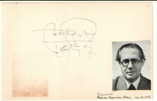 Andres Segovia,  V.  K.  Krishna Menon Indian Politician Signed Album Page
