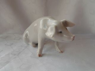 Royal Copenhagen Small Pig No.  1400 By Erik Nielsen - 2 3/4 " X 5 3/4 " Made 1956