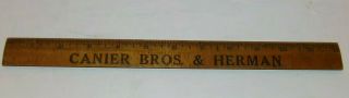 Antique Ruler Advertising Canier Brothers & Herman Shoes Boone Iowa Wood Old