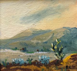 Southwest Landscape Oil On Board Painting Signed And Framed
