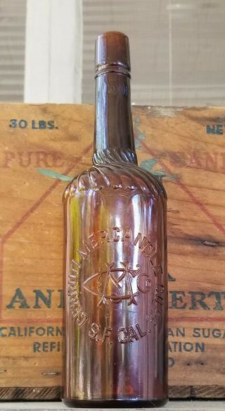 Outstanding Antique Western Swirl Top Whiskey Bottle Sf San Francisco