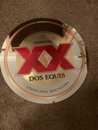 Dos Equis Xx Cerveza Glass Mirror Beer Sign 23.  5” Diameter - Bar Man Cave Summer