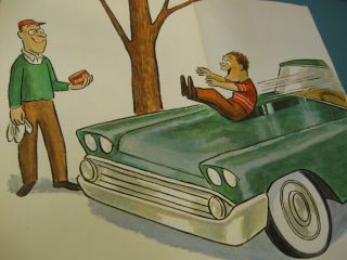 NOS 1958 WILLIAM STEIG ART JOHNSONS CAR WAX SIGN POSTER SHREK CHEVY GM PONTIAC 2