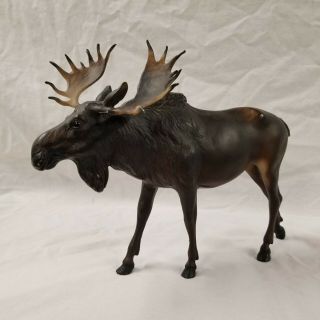 Vintage Large Breyer Moose Dark Brown / Tan Antlers Usa