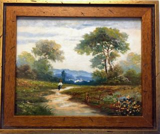 Antique Landscape Oil Painting Signed,  Framed