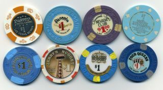 Group Of 8 - $1 Casino Chips - All Las Vegas,  Nevada
