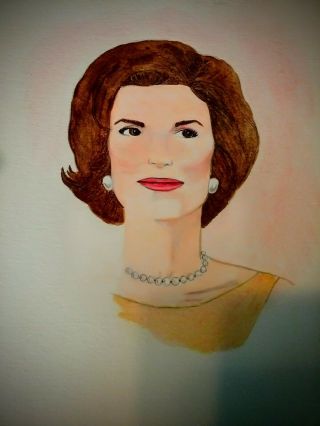 Watercolor Portrait Of Jackie Kennedy,  By Herbie Hasbrouck Jr