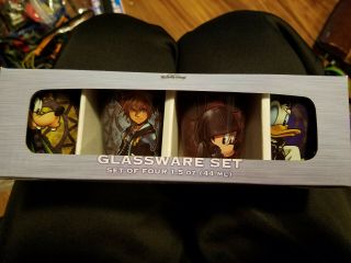 Disney Kingdom Hearts Glassware - Set Of 4 - 1.  5 Oz Shot Glasses -