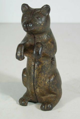 1910s Begging / Seated Bear Cast Iron Bank Figural Still Bank By A.  C.  Williams