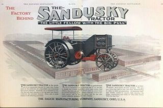 1916 Sandusky Tractor Vintage Advertisement Print Art Car Ad Poster Lg79