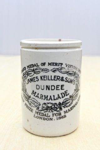 Vintage C1900s 1lb Taller Size James Keiller Dundee Marmalade Maling Pot Jar
