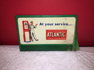 Rare 1950’s Atlantic Gasoline Tin Litho Gas Station Advertising Sign