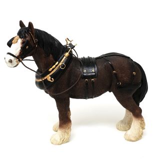 Country Life Large Shire Horse With Harness Resin Ornament Countryside Gift 23cm
