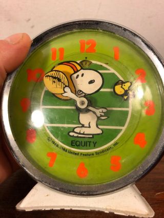 Vintage Equity Snoopy Football Clock 1965 United Feature Syndicate Model 595 2