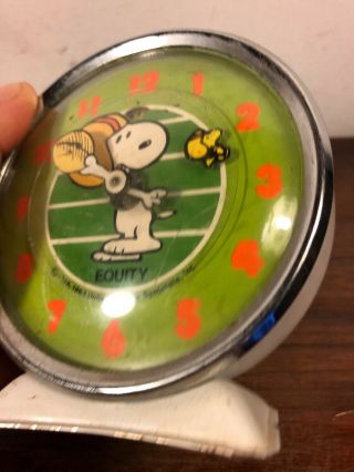Vintage Equity Snoopy Football Clock 1965 United Feature Syndicate Model 595 3