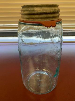 Vintage (Rare Ball on Back) Mason ' s Nov 30th 1858 Quart Size Jar w/Zinc Lid 4