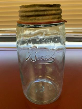 Vintage (Rare Ball on Back) Mason ' s Nov 30th 1858 Quart Size Jar w/Zinc Lid 6