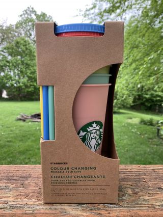 Starbucks Color Changing Reusable Cold Cups 5 Pack Venti With Straws And Lids