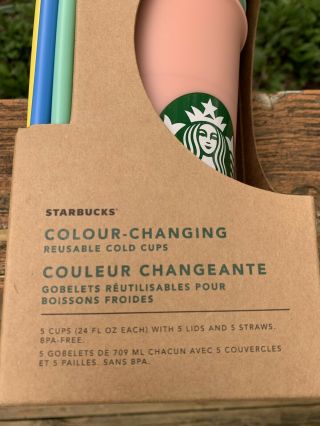 Starbucks Color Changing Reusable Cold Cups 5 Pack Venti With Straws and Lids 4