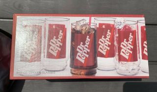 Vintage Dr Pepper Rectangle Solid Bar 16 Oz Glasses Set Of 8