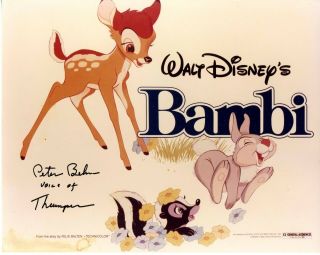 Peter Behn As Young Thumper Signed 8x10 Photo - Bambi - Disney