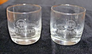 2 in Shrink Wrap Bacardi Rum Etched Bat in a Circle Rock Glasses Clear 4