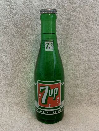 Full 7oz 7up Acl Soda Bottle Durham,  N.  C.  Seven - Up