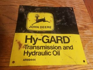 John Deere Hy Gard Transmission Hydraulic Oil Metal Tin Sign Farm Tractor Lawn