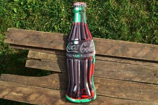 Coca - Cola Bottle Embossed Tin Metal Sign - 6 " X 21 " - Vintage - Retro - Coke