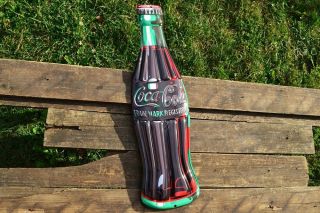 Coca - Cola Bottle Embossed Tin Metal Sign - 6 