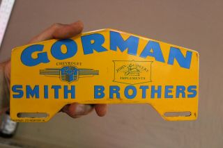 John Deere Chevy Smith Brothers Plate Topper Porcelain Sign Gas Oil Car Farm 66