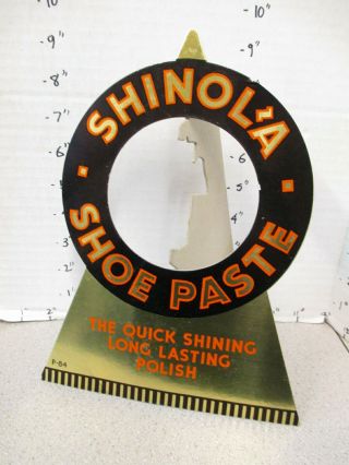 Shinola Shoe Paste Polish Deco 1930s Grocery Store Display Sign Product Holder