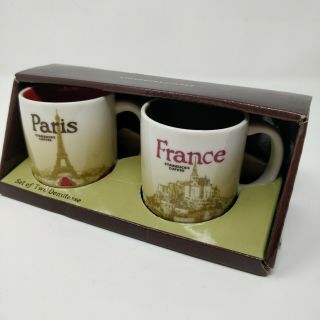 Starbucks 2012 Paris & France Set Of Two Demitasse Cups 3 Oz.