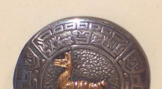 925 Silver 18K Gold Peru Llama Pin Brooch w Pendant Loop 1.  25 
