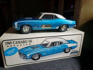 Jim beam model car decanters 1969 CAMARO SS DECANTER LEMANS BLUE COLOR 4