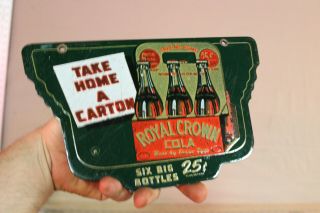 Rc Royal Crown Cola 6 Pack Carton 25 Cent Coke Porcelain Sign Gas Oil Car Farm