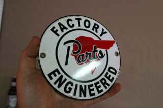 Pontiac Factory Engineered Parts Porcelain Metal Sign Indian Cars Trucks Gas Oil