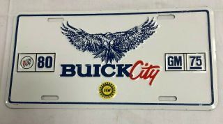 Vtg Vanity License Plate Buick City 80 Gm 75 Anniversary Uaw 599 Flint Mi Nos