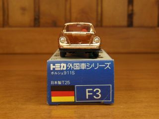Tomica F3 PORSCHE 911S Gold plate,  Made in Japan vintage pocket car Rare 6