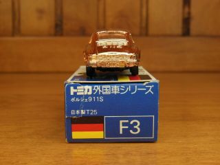 Tomica F3 PORSCHE 911S Gold plate,  Made in Japan vintage pocket car Rare 7