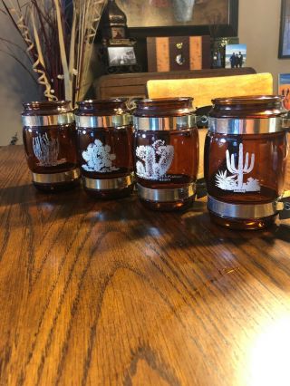 Siesta Ware Set Of 4 Vintage Mugs/glasses Grain Belt Beer Wood Handles
