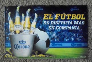 Corona Extra Cerveza El Futbol Soccer Tin Beer Sign 15 1/2 " X 24 " Mancave
