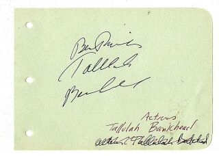 Tallulah Bankhead : Actress Signed Album Page