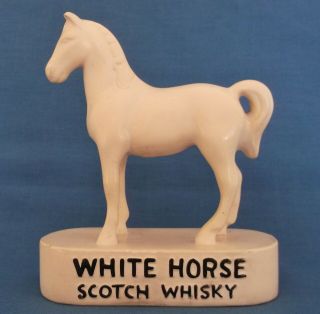 Vintage White Horse Scotch Whisky Advertising Ceramic Horse Figure Pub Bar