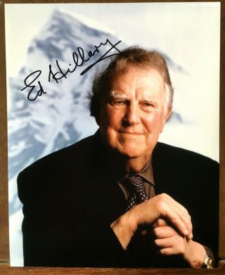 Sir Edmund Hillary (1st To Summit Mt Everest) Hand Signed Autograph Color Photo