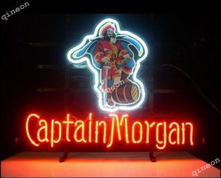 Captain Morgan Rum Pirate Real Neon Light Sign Beer Bar Pub Fast