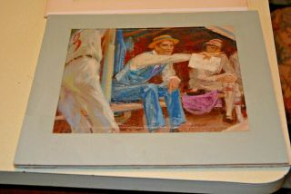 George Morton Prout 1913 - 2016 Listed Art Painting Connie Mack Baseball 3