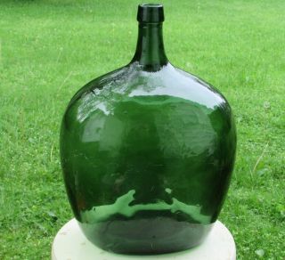 Sea Green Glass Demijohn Carboy Wine Jug Bottle 15 1/4 " H