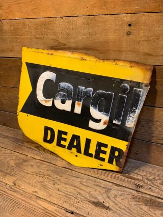 Vintage Cargill Dealer Sign Cut Rust Feed Seed Farm Barn Embossed Old